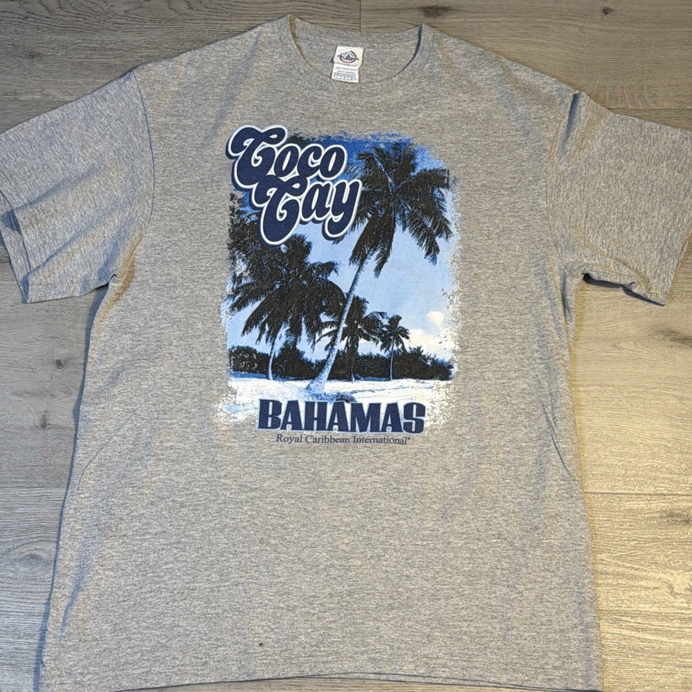 Y2K‎ Coco Cay Bahamas Royal Caribbean Tourist T-Shirt Palm Trees Size L